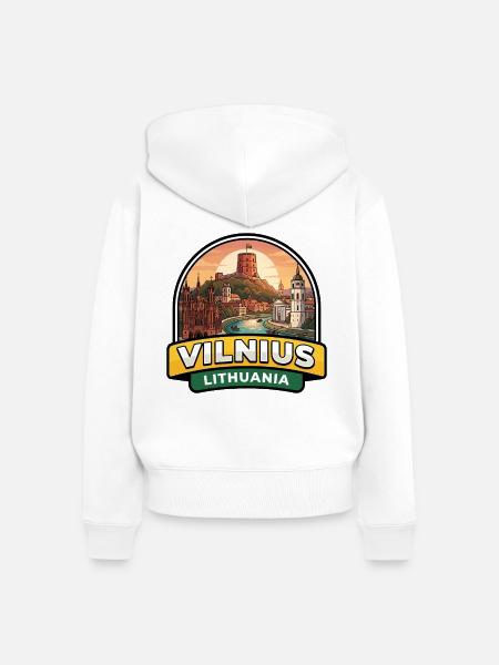 Vilnius Litauen Reiseabzeichen Gediminas Turm - Frauen Premium Bio Zip Hoodie - Weiß