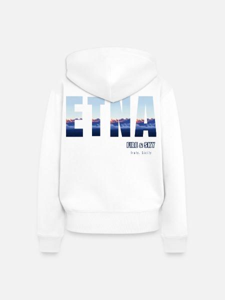 Etna Fire & Himmel: Sizilien Sunset - Frauen Premium Bio Zip Hoodie - Weiß