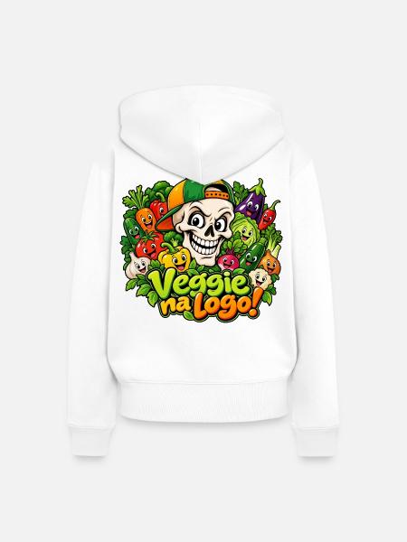 Veggie Skull - Frauen Premium Bio Zip Hoodie - Weiß