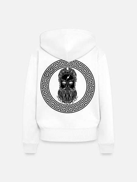 Gott der Mythologie (Schwarz) - Frauen Premium Bio Zip Hoodie - Weiß