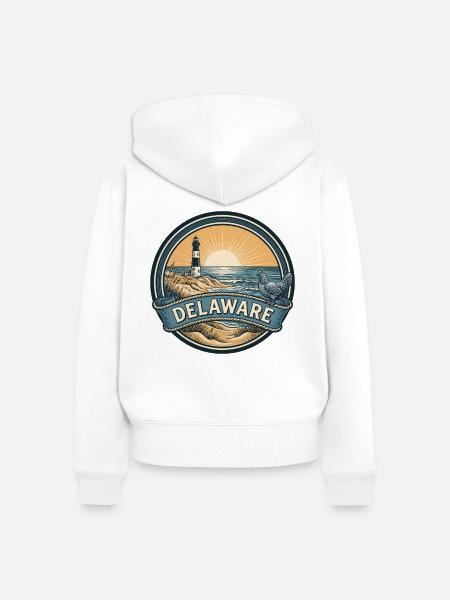 Delaware Cape Henlopen Retro-Reiseabzeichen - Frauen Premium Bio Zip Hoodie - Weiß