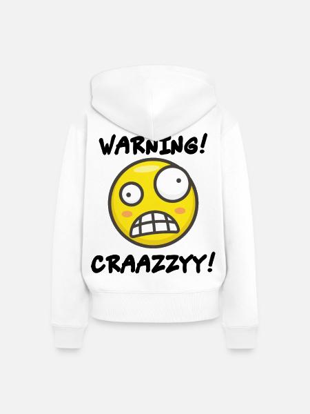 Verrücktes Grins-Symbol - Frauen Premium Bio Zip Hoodie - Weiß