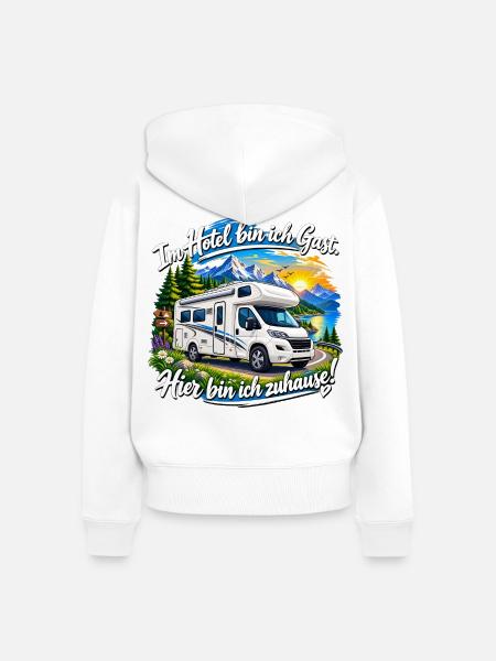 Wohnmobil , Camping Kult , Reisemobil Hotel - Frauen Premium Bio Zip Hoodie - Weiß
