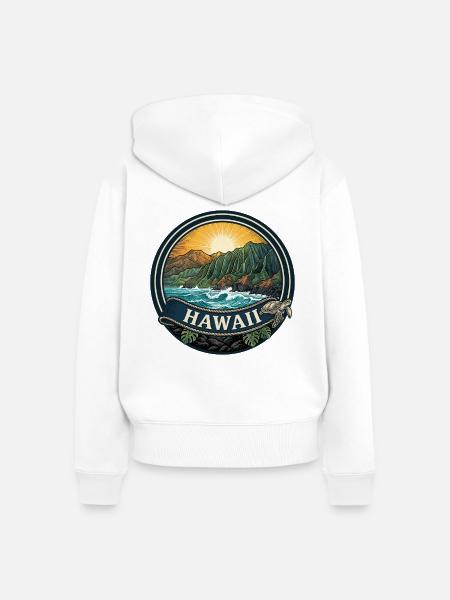 Hawaii Na Pali Coast Retro Surf-Reisegeschenk - Frauen Premium Bio Zip Hoodie - Weiß