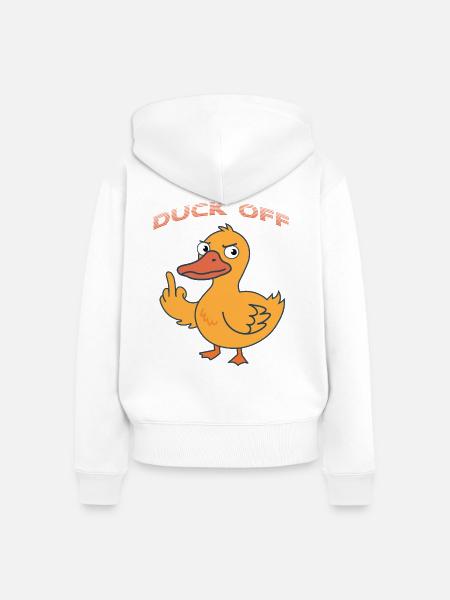 Duck Off Cartoon Duck - Frauen Premium Bio Zip Hoodie - Weiß