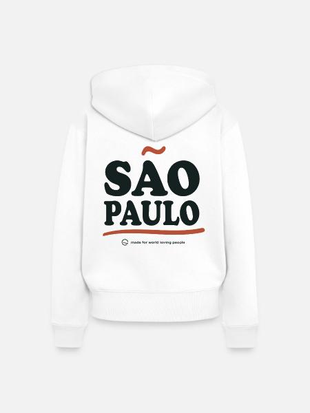 São Paulo Retrotypografie - Frauen Premium Bio Zip Hoodie - Weiß