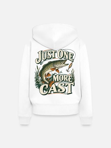 Just One More Cast Angeln - Frauen Premium Bio Zip Hoodie - Weiß
