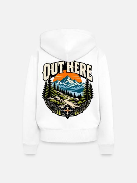 Out Here Wandern Outdoor - Frauen Premium Bio Zip Hoodie - Weiß