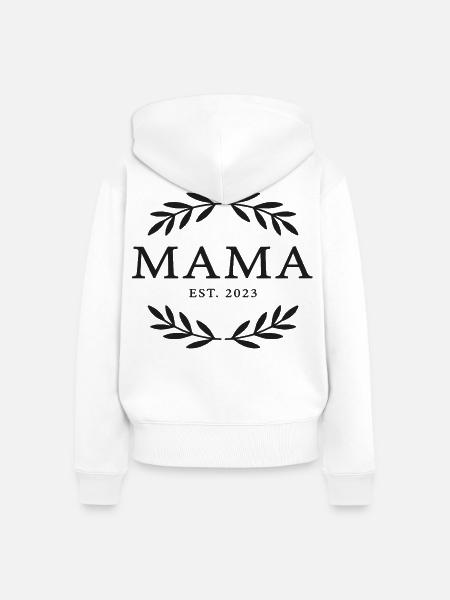Mama Est. 2023 Kranz Emblem - Frauen Premium Bio Zip Hoodie - Weiß