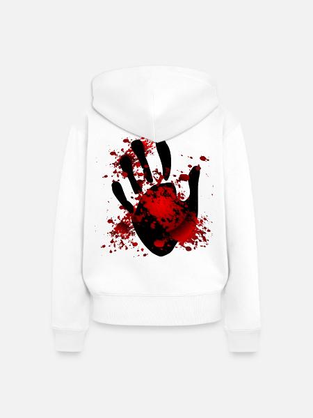 Halloween Blutende Hand - Frauen Premium Bio Zip Hoodie - Weiß