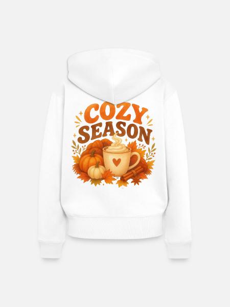 Saison, Kaffee einhüllen, Herbst - Frauen Premium Bio Zip Hoodie - Weiß