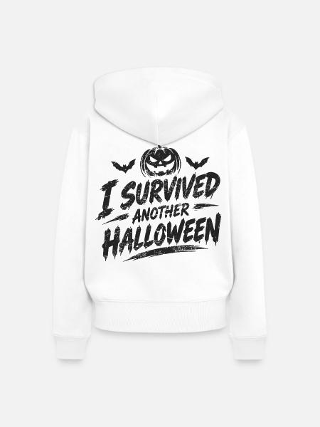 I Survived Another Halloween - Frauen Premium Bio Zip Hoodie - Weiß
