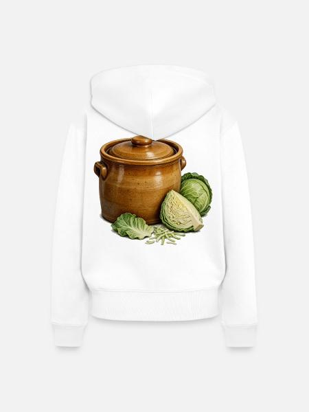 Steinzeug-Krocken und die Kohlernte - Frauen Premium Bio Zip Hoodie - Weiß