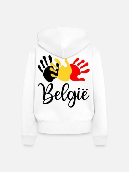 Hände Belgien Englisch - Frauen Premium Bio Zip Hoodie - Weiß