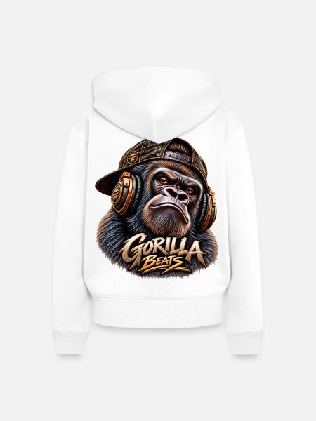 GORILLA BEATS – Urban Sound - Frauen Premium Bio Zip Hoodie - Weiß