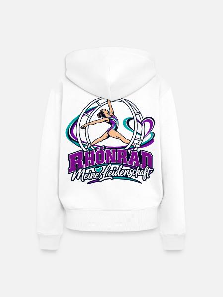 Rhönrad Leidenschaft: Kraftvolle Gymnastik - Frauen Premium Bio Zip Hoodie - Weiß