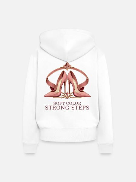 Selbstvertrauen in pinken Absätzen - Frauen Premium Bio Zip Hoodie - Weiß