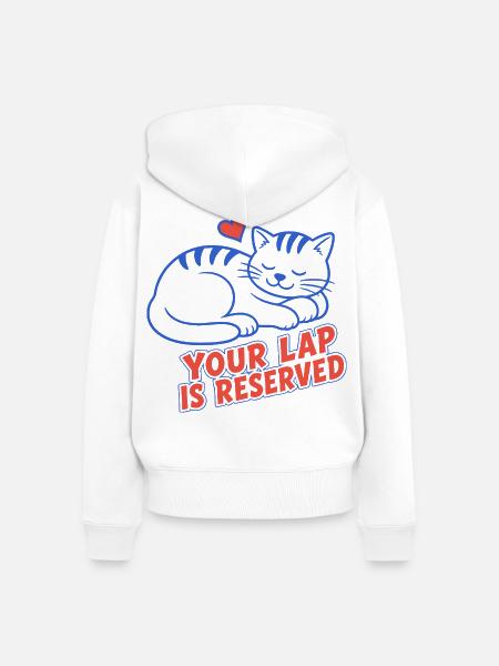 Schlafende Katze – Your Lap Is Reserved - Frauen Premium Bio Zip Hoodie - Weiß