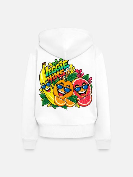 Veggie Wins Obst - Frauen Premium Bio Zip Hoodie - Weiß