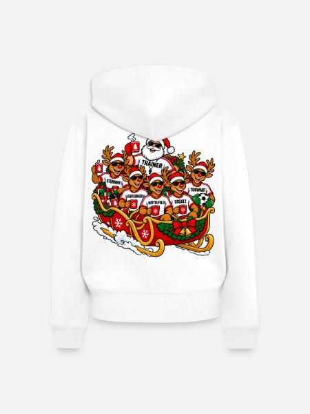 Lustiger Fussball-Weihnachtspulli- Fussball Outfit - Frauen Premium Bio Zip Hoodie - Weiß