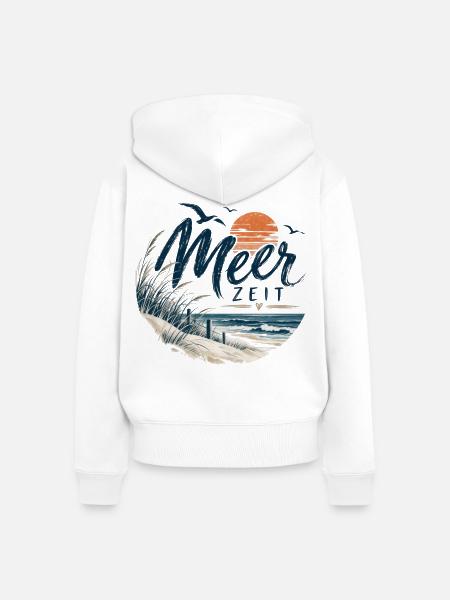 MeerZeit Strandbild - Frauen Premium Bio Zip Hoodie - Weiß