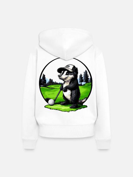 Stinktier Golfspieler - Frauen Premium Bio Zip Hoodie - Weiß