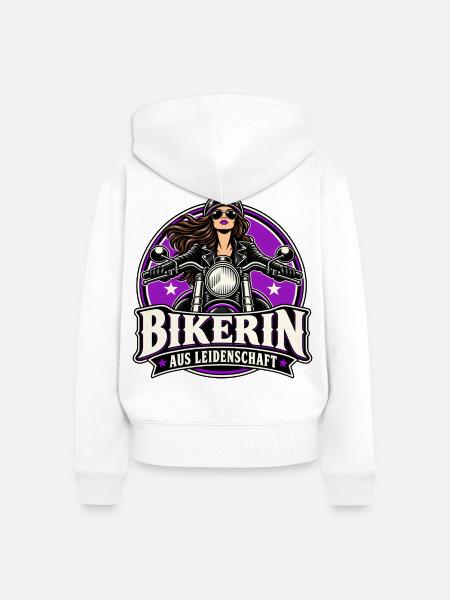 Bikerin Leidenschaft Motorrad-Style - Frauen Premium Bio Zip Hoodie - Weiß