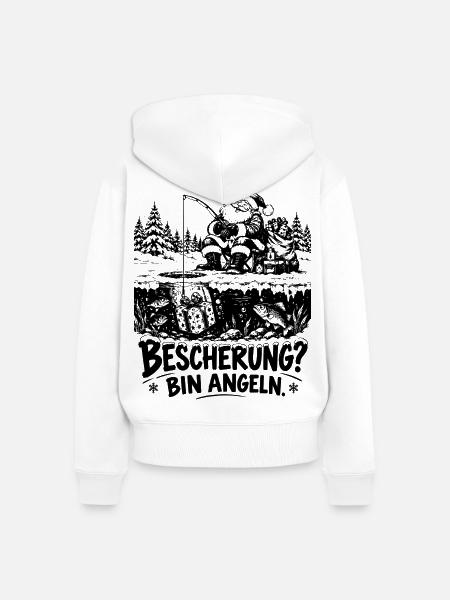 Lustiges Weihnachtsgeschenk für Angler - Frauen Premium Bio Zip Hoodie - Weiß