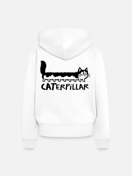 Chat chenille CATerpillar - Frauen Premium Bio Zip Hoodie - Weiß