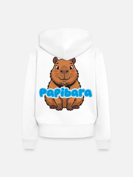 Papibara Capybara - Frauen Premium Bio Zip Hoodie - Weiß