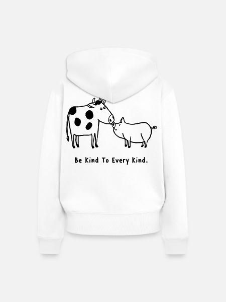Be Kind To Every Kind - Frauen Premium Bio Zip Hoodie - Weiß