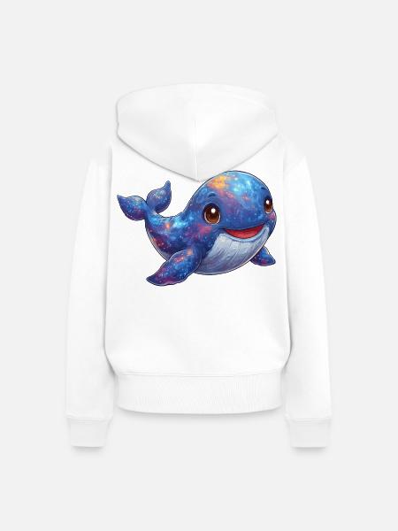 Kosmischer Wal im Sternenmeer - Frauen Premium Bio Zip Hoodie - Weiß