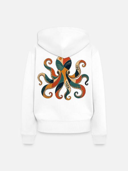 Oktopus Geometrisch - Frauen Premium Bio Zip Hoodie - Weiß