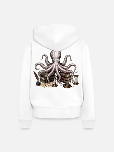 Dark Academia Octopus - Frauen Premium Bio Zip Hoodie - Weiß