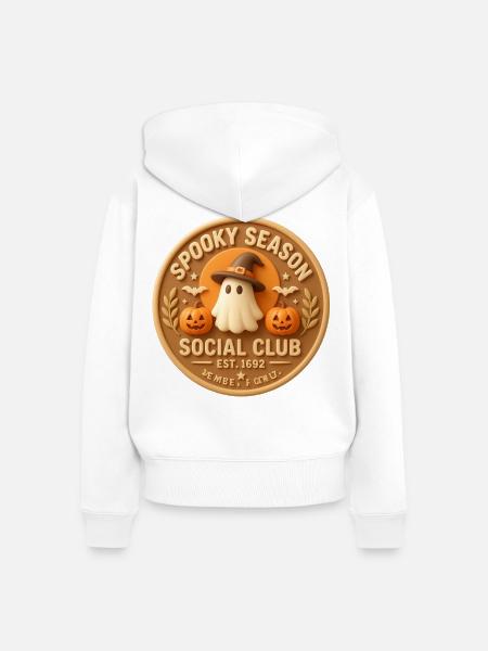 Geisternacht und Kürbisse - Frauen Premium Bio Zip Hoodie - Weiß