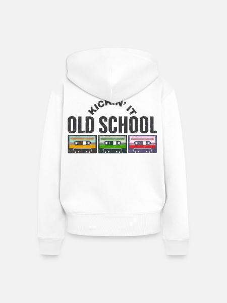 Ich mache es old school - Frauen Premium Bio Zip Hoodie - Weiß