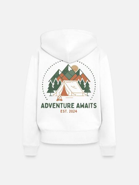 Bergcamping Abenteuer Retro - Frauen Premium Bio Zip Hoodie - Weiß