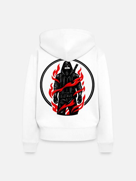 Feuerflamme Schattenkämpfer - Frauen Premium Bio Zip Hoodie - Weiß