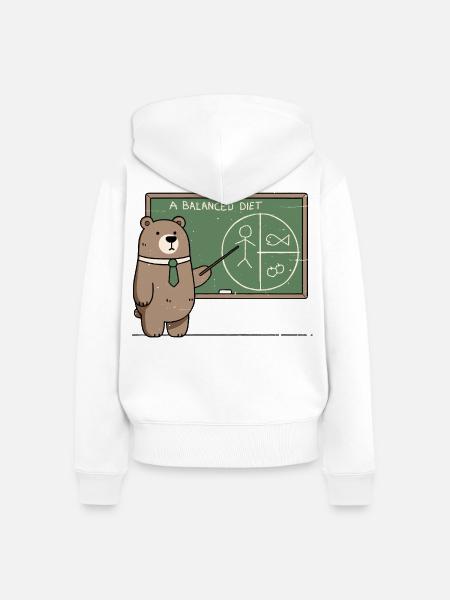 Eine ausgewogene Ernährung für Bären - Frauen Premium Bio Zip Hoodie - Weiß