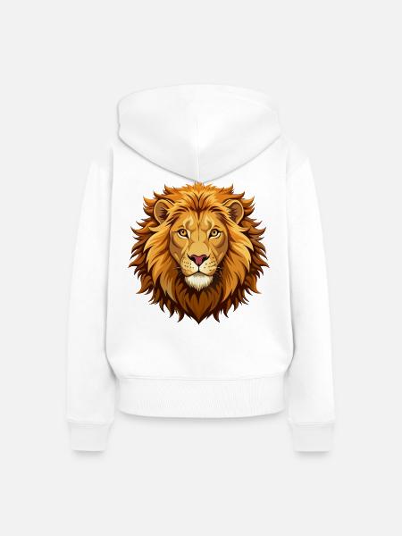 Löwe - Frauen Premium Bio Zip Hoodie - Weiß