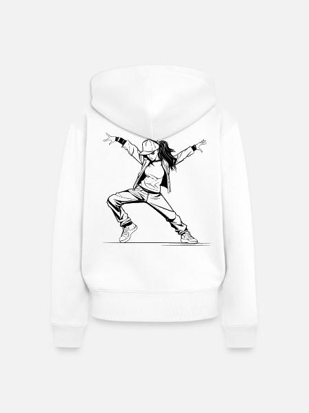B-Girl Mädchen Zeichnung - Frauen Premium Bio Zip Hoodie - Weiß