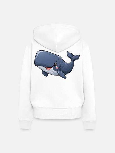 Pottwal Kawaii Style – Süßer Meeresriese - Frauen Premium Bio Zip Hoodie - Weiß