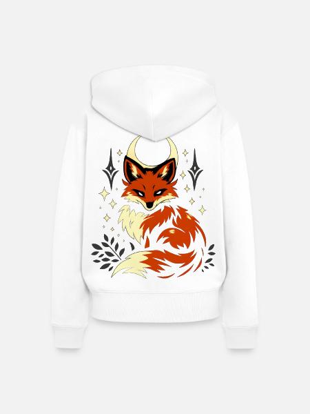 Mondfuchs im Sternenglanz - Frauen Premium Bio Zip Hoodie - Weiß