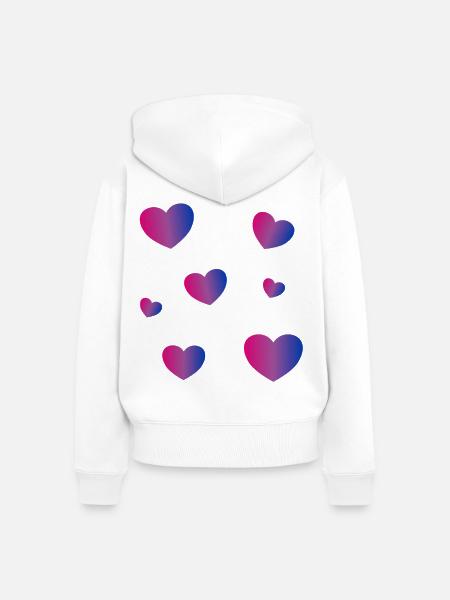 Bi Pride Herzen - Frauen Premium Bio Zip Hoodie - Weiß