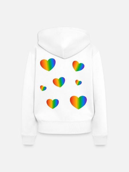 Rainbow Hearts LGBT-Stolz - Frauen Premium Bio Zip Hoodie - Weiß