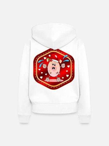 Weihnachtsmann Schwein Weihnachten - Frauen Premium Bio Zip Hoodie - Weiß