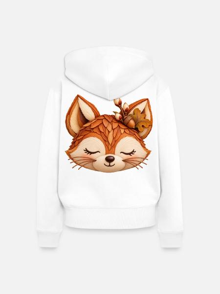 Niedlicher Fuchs im Herbstlaub  - Frauen Premium Bio Zip Hoodie - Weiß