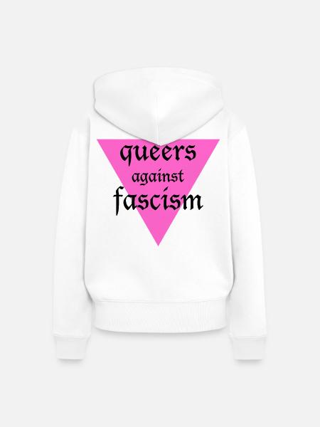 Schwule gegen den Faschismus - Frauen Premium Bio Zip Hoodie - Weiß