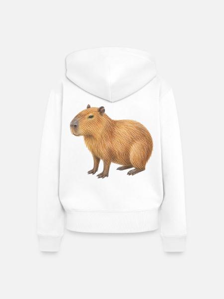 Capybara-Tierzeichnung mit Buntstiften - Frauen Premium Bio Zip Hoodie - Weiß