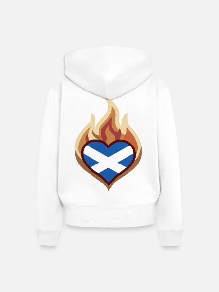 Scotland Flag Heart on Fire - Frauen Premium Bio Zip Hoodie - Weiß